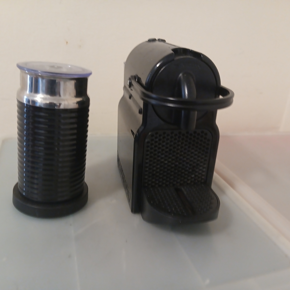 Black Coffee Machine with Milk Frother
